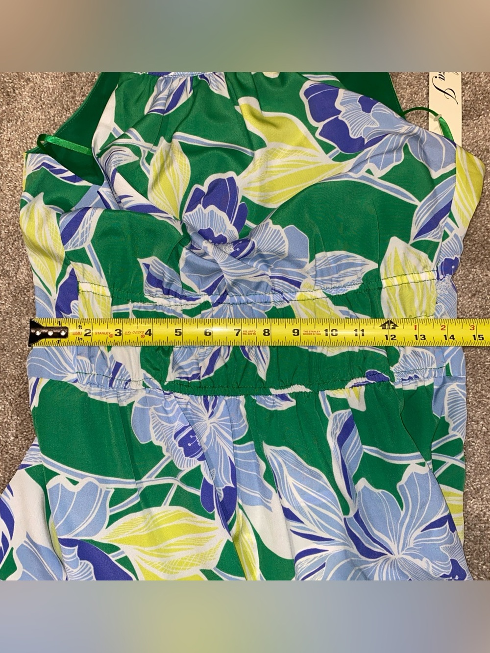 Eliza J Halter Tiered Midi Dress Green Blue Floral Print Size 8 NWT MSRP $158 - Picture 9 of 10